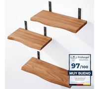LAMO Manufaktur 3 Piezas Estante de Pared de Madera 40/35/30cm | Estante de Pared de Madera Estante de Pared para Sala de Estar | Set estantes de Pared 1 Borde oflis Color: Oscuro