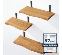 LAMO Manufaktur 3 Piezas Estante de Pared de Madera 42/36/30cm | Estante de Madera para Sala de Estar | Set de Estantes de Pared 1 Borde Ofis Color: Rustico