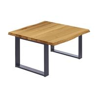 LAMO Manufaktur da pranzo in Legno massiccio, con Bordo dell'albero 60x60x47 cm (AxBxH), Modern, Rustico/Antracite, LKB-01-A-003-7016M