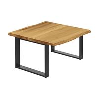 LAMO Manufaktur da pranzo in Legno massiccio, con Bordo dell'albero 60x60x47 cm (AxBxH), Modern, Rustico/Nero, LKB-01-A-003-9005M