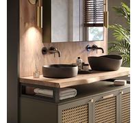 LAMO Manufaktur Encimera para Lavabo Encimera de Baño Encimera de Madera con Borde Vivo Estante de Baño, 140x40 cm (LxA), Color Natural, Sin Accesorios de Montaje, LWP-01-A-002-AM