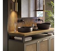 LAMO Manufaktur Encimera para Lavabo Encimera de Baño Encimera de Madera con Borde Vivo Estante de Baño, 90x50 cm (LxA), Color Rustical, Sin Accesorios de Montaje, LWP-01-A-003-CH