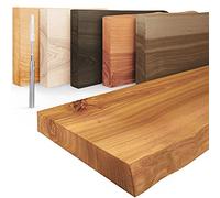 LAMO Manufaktur Estante de Madera con Borde Natural, Estante Flotante, Modelo Invisible, Rustico 150cm, LW-01-A-003-150W