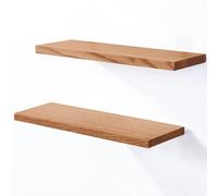LAMO Manufaktur Estante de Pared de Madera de 2 Piezas con Montaje Invisible 2X 40cm | Estante de Pared de Madera auténtica 100% | Set estantes de Pared 4 Borde Recta Color: Oscuro