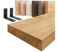 LAMO Manufaktur Estantería de Pared con Soportes Negros en Forma de L | Estantería Larga Madera 160cm para baño, Pasillo, Cocina Estilo Industrial | Color: Rustico, Borde: Recto | Madera Maciza