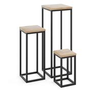 LAMO Manufaktur SET 30cm/50cm/70 cm Soporte Esquinero | Plantas de Interior | Múltiples Plantas Marco Negro | 100% Madera Maciza Color: Natural