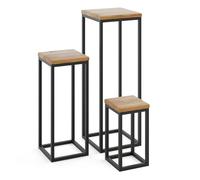 LAMO Manufaktur SET 30cm/50cm/70 cm Soporte Esquinero | Plantas de Interior | Múltiples Plantas Marco Negro | 100% Madera Maciza Color: Rústico