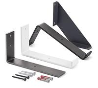 LAMO Manufaktur Soporte para Estante, Soporte de metal para Estantería, Escuadra de Soporte para Estantes, Modelo: Industrial, Blanco, 25x10x4 cm, 1 Unidad, LLR-J-250-9016