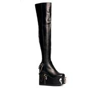 LAMODA out of Line, Botas Altas hasta la Rodilla Mujer, Calavera negra, 38 EU
