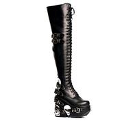 LAMODA Pensamientos irracionales, Botas Altas hasta la Rodilla Mujer, Calavera Negra, 38 EU