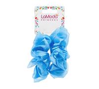 lamoda Princess satinado efecto pelo Coletero con estilo de organza borde, azul, 2 unidades
