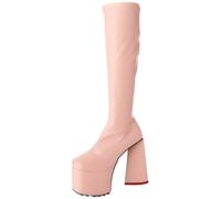 LAMODA Wild Child, Botas a la Altura de Rodilla Mujer, Black Stretch PU, 39 EU