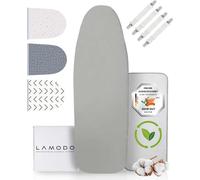 lamodo® - Funda para Tabla de Planchar 120x40 cm - Funda para Tabla de Planchar de algodón 100% - Apta para Planchado con Vapor - Acolchado Extra Grueso + elástico y Tensor, 115-122 cm - 35-45 cm