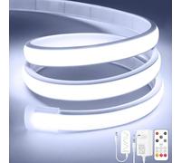 Lamomo Tira LED COB, color blanco, regulable, 3 m, con mando a distancia, 6000 K, autoadhesiva, resistente al agua, barra de luces de neón, 10 mm de ancho, tira de luz flexible de silicona para