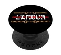 L'Amour with Printed Golden Style Chains Valentin's Day Love PopSockets PopGrip Adhesivo