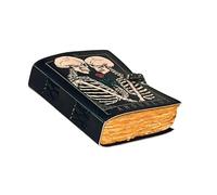 L'Amoureux - Diario de esqueleto hecho a mano con borde de cubierta de piel auténtica, cuaderno de tarot gótico para escribir, dibujar y caligrafía, diario vintage steampunk, 200 páginas, 7 x 5