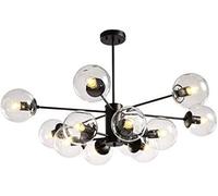 Lamp Chandelier Lighting Fixture Matte Black Semi Flush Mount Ceiling Light Spherical Glass Mid Century During Light-Transparent lampshade 6 Head(Transparent La