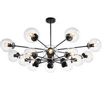 Lamp Chandelier Lighting Fixture Matte Black Semi Flush Mount Ceiling Light Spherical Glass Mid Century During Light-Transparent lampshade 6 Head(Transparent La
