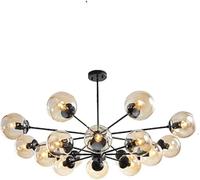 Lamp Chandelier Lighting Fixture Matte Black Semi Flush Mount Ceiling Light Spherical Glass Mid Century During Light-Transparent lampshade 6 Head(Cognac Lampsha