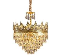 Lamp Chandeliers Gold Metal Chandelier with Antique Luxury Hanging Crystal Glass Ceiling Pendant Light for Bedroom Living Dining Room (10.2in)(13.8in)