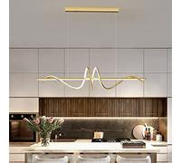 Lamp Chandeliers, Kitchen Island Pendant Light LED Linear Chandelier Dining Table Lamp Dimmable Height Adjustable Ceiling Hanging Fixture with Remote Control Spiral