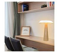 Lamp Creative Wooden Room Cozy Den LED Modern Minimalist Wood Green Mushroom Table Lamp (Color : White)