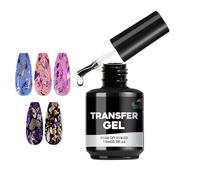 Lamp Needed Transfer Nail Gel, Fingernail Sticker Adhesive Solution, 15ml Foil Gel with Long Lasting Feature, Professional Nail Smooth Application, Tool with Glossy Finish Style, Art for Home Salon