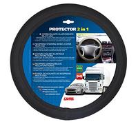 LAMPA 33146 Funda cubierta para el volante negro | Tamaño universal, neopreno antideslizante con revestimiento de poliéster, protección contra las manos sucias, más comodidad