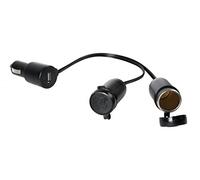 Lampa 38966 Abrazadera Redondos Tipo USB con Enchufe Doble de Coche, 12/24 V