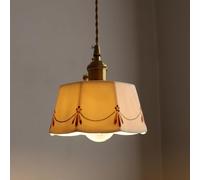 Lampada a sospensione ceramica metà secolo, lampada soffitto ottone vintage