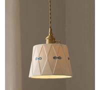 Lampada a sospensione ceramica metà secolo, lampada soffitto ottone vintage