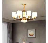 Lampada a sospensione in ottone di lusso contemporaneo in stile cinese per soggiorno, sala da pranzo, camera da letto, villa, hotel, lampadario campione per arredamento della casa (H 8 luci)