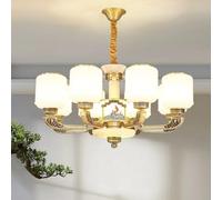 Lampada a sospensione in ottone di lusso contemporaneo in stile cinese per soggiorno, sala da pranzo, camera da letto, villa, hotel, lampadario di esempio per arredamento della casa (8 luci)