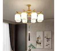 Lampada a sospensione in ottone di lusso contemporaneo in stile cinese per soggiorno, sala da pranzo, camera da letto, villa, hotel, lampadario di esempio per arredamento della casa (K 8 luci)