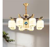 Lampada a sospensione in ottone di lusso contemporaneo in stile cinese per soggiorno, sala da pranzo, camera da letto, villa, hotel, lampadario di esempio per arredamento della casa (B 8 luci)
