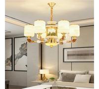 Lampada a sospensione in ottone di lusso contemporaneo in stile cinese per soggiorno, sala da pranzo, camera da letto, villa, hotel, lampadario di esempio per arredamento della casa (C 6 luci)