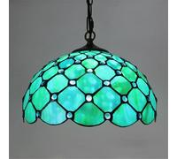 Lampada a sospensione in vetro colorato retrò americano a LED, di lusso, creativa, per soggiorno, ristorante, camera da letto, hotel, villa, corridoio, bar, lampadario (stile 23, diametro 30 cm)