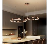 Lampada A Sospensione LED Tavolo Da Pranzo Moderno Lampadario Minimalista For Soggiorno Paralume In Alluminio Altezza Regolabile Anello Luminoso Lampada A Sospensione Oro Rosa(40+60cm)