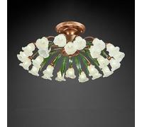 Lampada a sospensione pastorale americana, stile francese, a LED, calda e creativa, con fiori, per soggiorno, sala da pranzo, camera da letto, villa, modello di lampadario per la casa (B 24 luci)