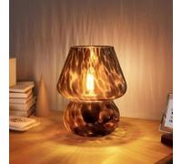 Lampada da comodino a Forma di fungo in Legno, dimmerabile in vetro con 3 Colori di lampadina, lampada da scrivania retrò a Forma di fungo, Luce notturna per soggiorno, c