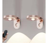 Lampada da comodino in Legno a 2 pezzi con Quadro Senza fili, Applique da parete per interni con telecomando, Applique dimmerabile, orientabile, faretti da vetrina per so