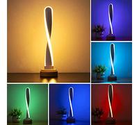 Lampada da comodino in Legno a spirale, dimmerabile RGB, 16 Colori, 5 livelli di luminosità, Base, Presa USB, Luce notturna da scrivania per Camera da letto dei Bambini,