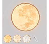 Lampada da comodino in Legno, Applique per cameretta dei Bambini con dimmer e telecomando, lampada da parete a Forma di Luna, decorazione Opaca per cameretta dei Bambini