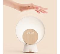 Lampada da comodino in Legno con sveglia, lampada da tavolo a induzione Wireless con funzione di ricarica Wireless, altoparlante Bluetooth, Luce notturna RGB dimmerabile