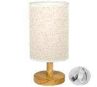 Lampada da comodino in Legno da 6 W con interruttore e Presa USB Vintage con paralume in Tessuto, tavolo 3000K/4500K/6000K, letto in Metallo Bianco per Camera da letto