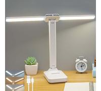 Lampada da comodino in Legno da Interno, da tavolo, a batteria, 8W, 3 Temperature di Colore, ricaricabile, con interruttore, 2 fiamme, lettura Senza collegamento elettric