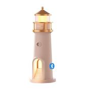 Lampada da comodino in Legno Decorativa da tavolo a Forma di Faro, Faro con proiezione lunare, Faro Notturno con telecomando e Bluetooth, sensori di movimento, batteria d