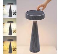 Lampada da comodino in Legno, lampada da tavolo solare, per interni ed esterni, Senza fili, dimmerabile al Tocco, 3000K-6000K, batteria solare e ricaricabile tramite USB,