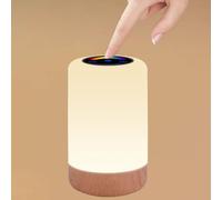 Lampada da comodino in Legno RGB 3W Batteria Touch Dimmerabile Luce notturna Lampada da tavolo ricaricabile USB Senza fili con funzione Timer per Camera da letto Soggiorn
