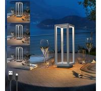 Lampada da comodino in Legno Senza fili, IP54 impermeabile, ricaricabile tramite USB, dimmerabile al Tocco, 3 Temperature, Luce notturna in Metallo per tavolo da pranzo,